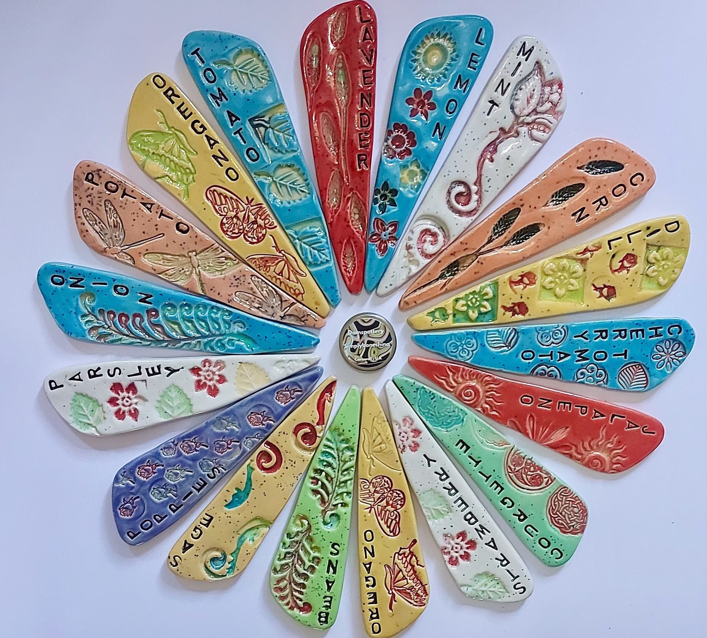 Herb Plant Markers Garden Marker Plant Herb Gift For Gardener Veggie Weatherproof Stoneware Made in Cornwall