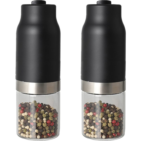 Electric Salt and Pepper Grinder Set - Gravity Salt and Pepper Grinder Set Automatic Battery Operated black