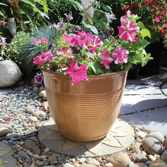38cm x 32cm Glazed Ceramic Effect Plastic Decorative Garden Plant Pot Planter