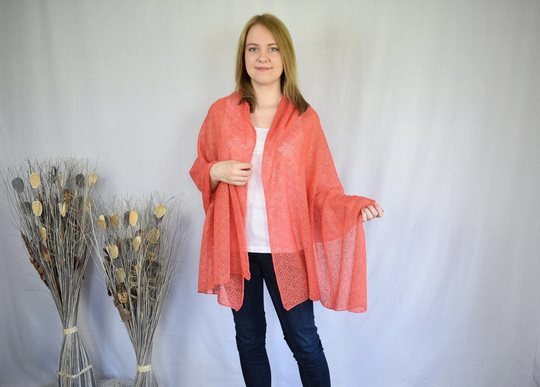 Knitted Organic Long Scarf Linen Shawl Veil Organic For Women Natural
