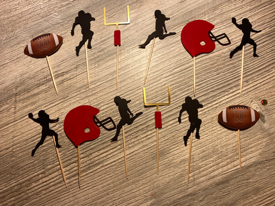 Set Of 12 Football End Season Kick Off Team Cupcake Toppers