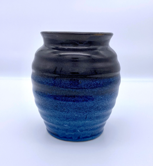 stoneware Vase With Blue & Glaze