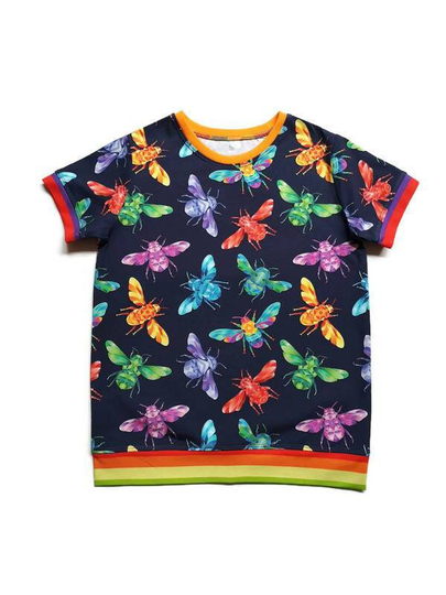Organic Bee Tshirt, Cotton Kids Clothes, Baby Gift, Bumble Bee Print Clothing, Rainbow T-Shirt, Unisex Clothes