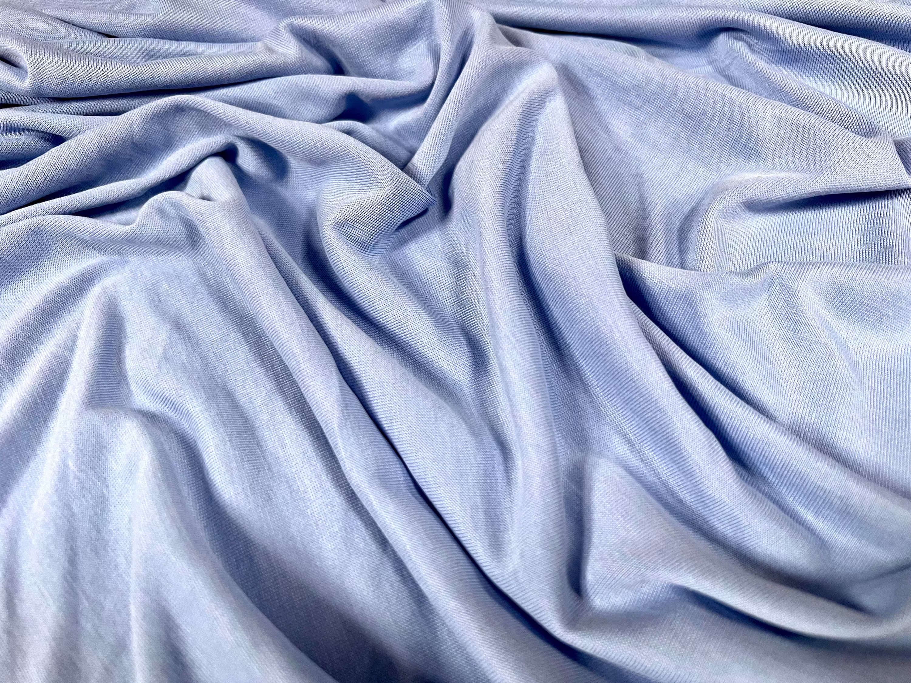 Powder Touch Single Jersey Dress Fabric With Comfort Stretch, Per Metre - Plain Sky Blue