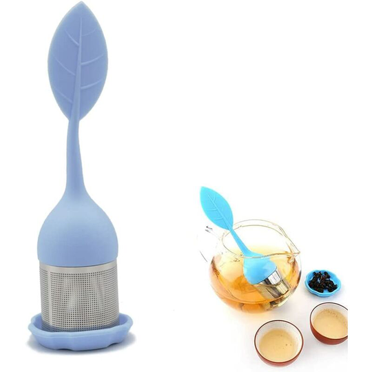 Stainless Steel Tea Infuser, Super Small Mesh Infusers for Loose Tea Mesh Strainer Drip Tray Included, Perfect Tea Balls Tea Strainers (Azure)