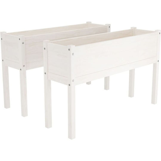 Vidaxl - Garden Planters 2 pcs White 110x31x70 cm Solid Pinewood White