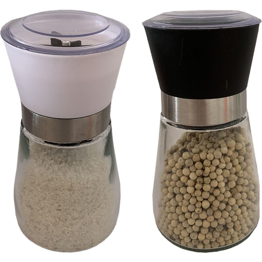 Fvbjd - Salt and Pepper Grinder Set - Adjustable Spice Ceramic Grinders Mill Shaker for Kitchen Table 1PCS white + 1PCS black