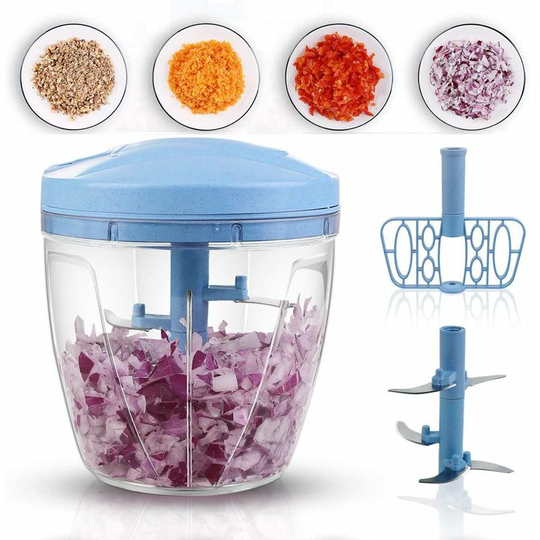 Monly - 1000ml 5 Blades Fruit and Vegetable Onion Cutter Manual Chopper Kitchen Multi Chopper For Salad Meat Garlic Nut Fruit Herb Vegetable Cutter