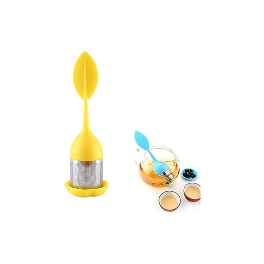 Stainless Steel Tea Infuser, Super Small Mesh Infusers for Loose Tea Mesh Strainer Drip Tray Included, Perfect Tea Balls Tea Strainers (Yellow)