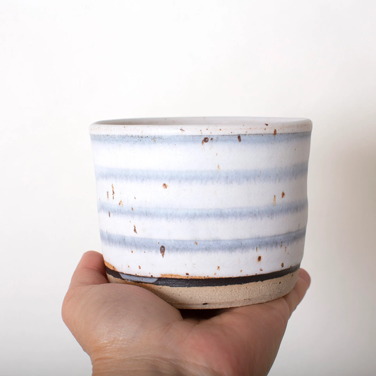 Unique Pattern Planter, Vase Planter Gray, Gray Stripe Danish Handmade Farmhouse Style, Gift For Her, Black White