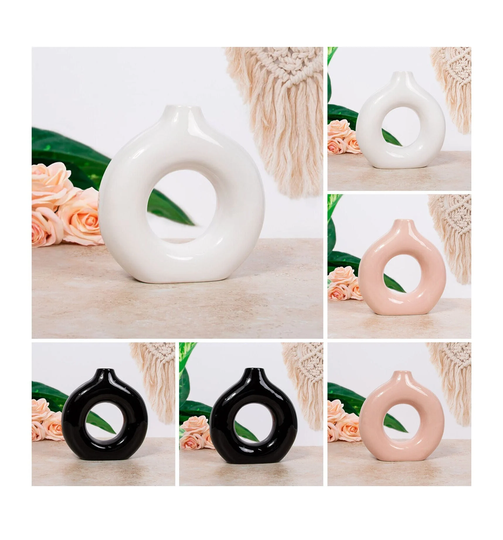 Ceramic Flower Vase Nordic Donut Shaped Plant Pot Home Wedding Decoration