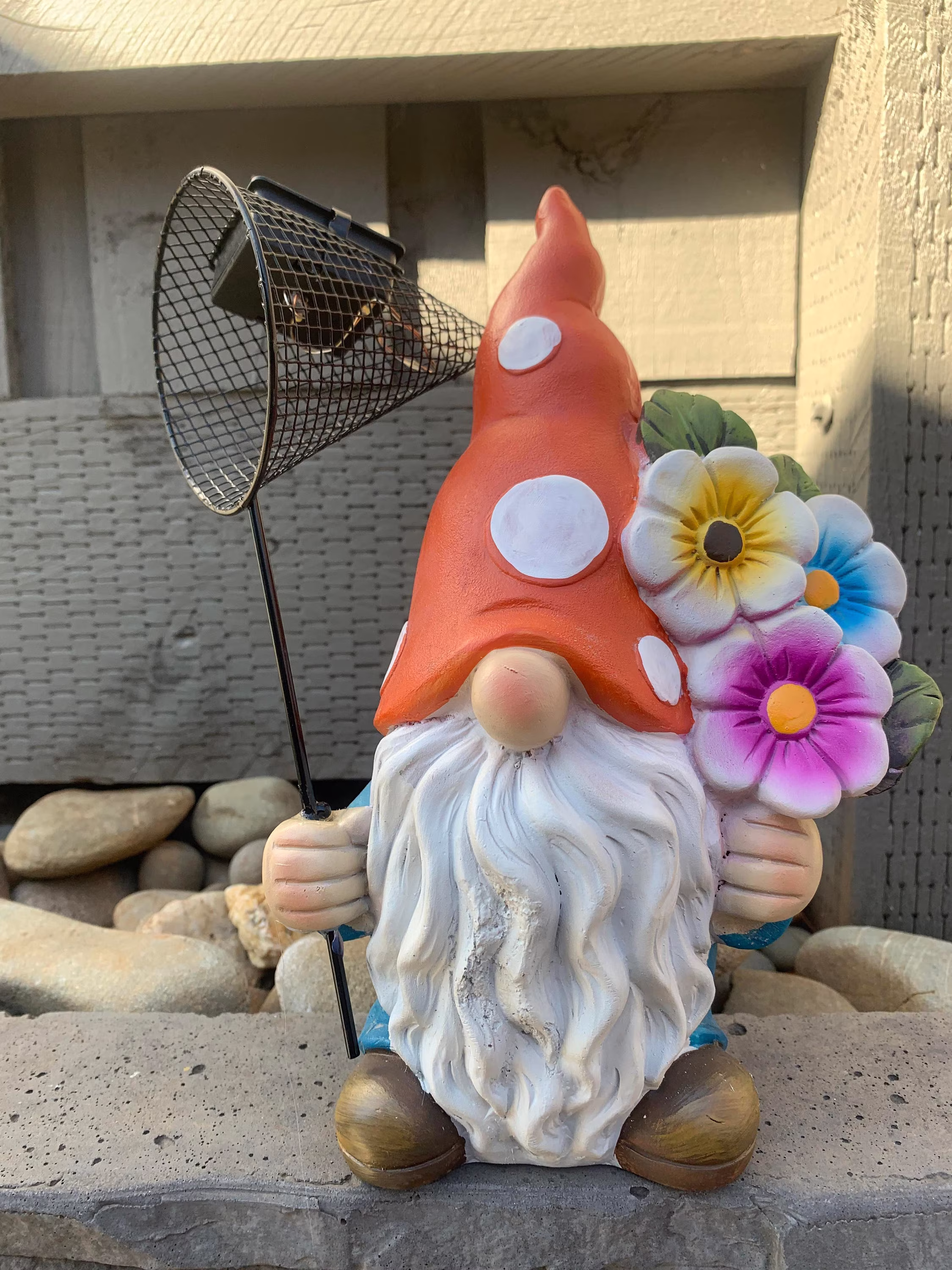 Solar Light Flower Garden Gnome, Decor, Standout Garden, Plants, Trees, Flowers, Outdoor Butterflies
