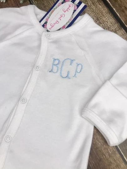Monogrammed Romper - Organic Baby Convertible New Outfit Custom Personalized Gender Neutral