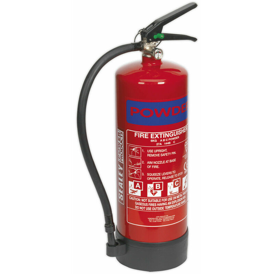 Loops - 6kg Refillable Dry Powder Fire Extinguisher - Mounting Bracket - Pressure Gauge