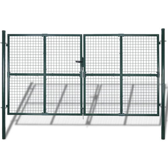 Topdeal - Double Door Fence Gate Powder-Coated Steel VDTD04249