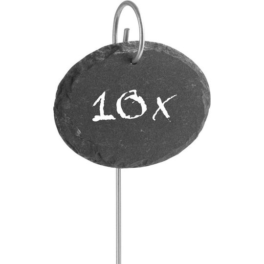 Set of 10 Slate Plant Plaques | Weatherproof and reusable | Individual labeling of plants and herbs | 9 x 7 x 0.5 cm [oval]