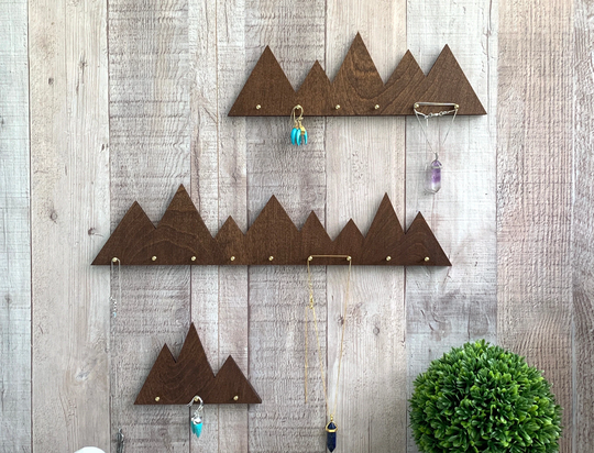 Mountain Necklace Organizer | Wood Display Set Jewelry Holder Wall Hanger Gift For Women Her