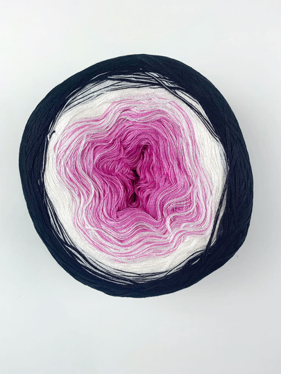 Organic Cotton Yarn Cake, Black, White & Pink Yarn, 4Ply Cake, 1000 Meter Cake, 100% Gradient Cake, Shawl