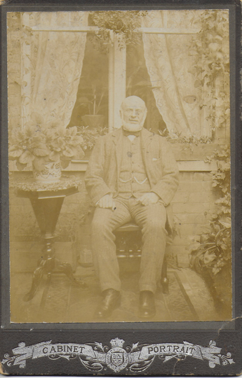 Victorian, Cabinet Card, Man Relaxing in Chair, in The Garden, Plant Pots, Table, Sash Windows, Flowers Around Window