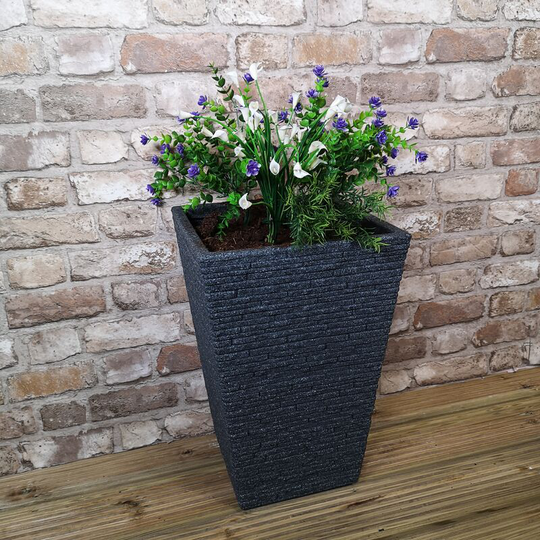 Tall Ash Coloured Slate Effect Garden Planter 30cm d x 30cm w x 45cm h