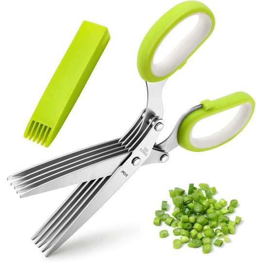 Readcly - Herb Scissors, Kitchen Scissors, 5 Stainless Steel Blades and Cleaning Comb, Herb Kitchen Scissors, Professional Food Cutting Tool