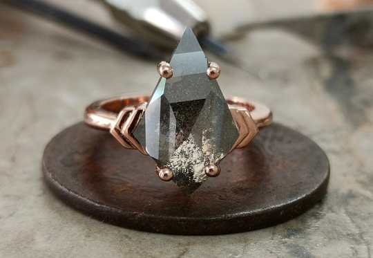 Salt & Pepper Diamond Ring |Kite Shaped Diamond Ring | Wedding Anniversary Rgagemening Vintage Rings Personalised Gift