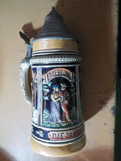 Vintage West Germany Dje Jahreszejten Lidded Stein The Seasons Free Usa Shipping