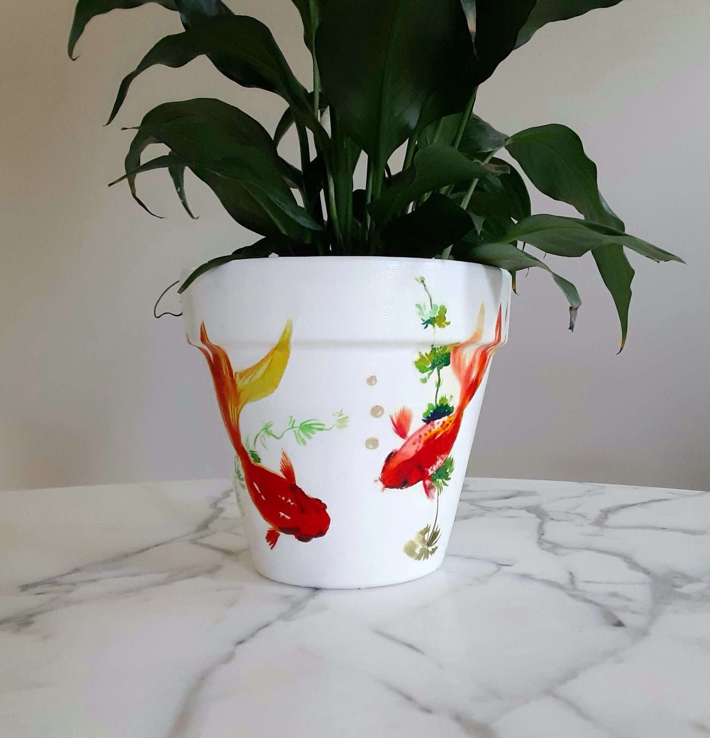 Koi Fish Planter-6 Inch, Fish, Gifts, Fish Plant Pots, Plant Lover Decoupage, Gifts For Her, New Home Gift