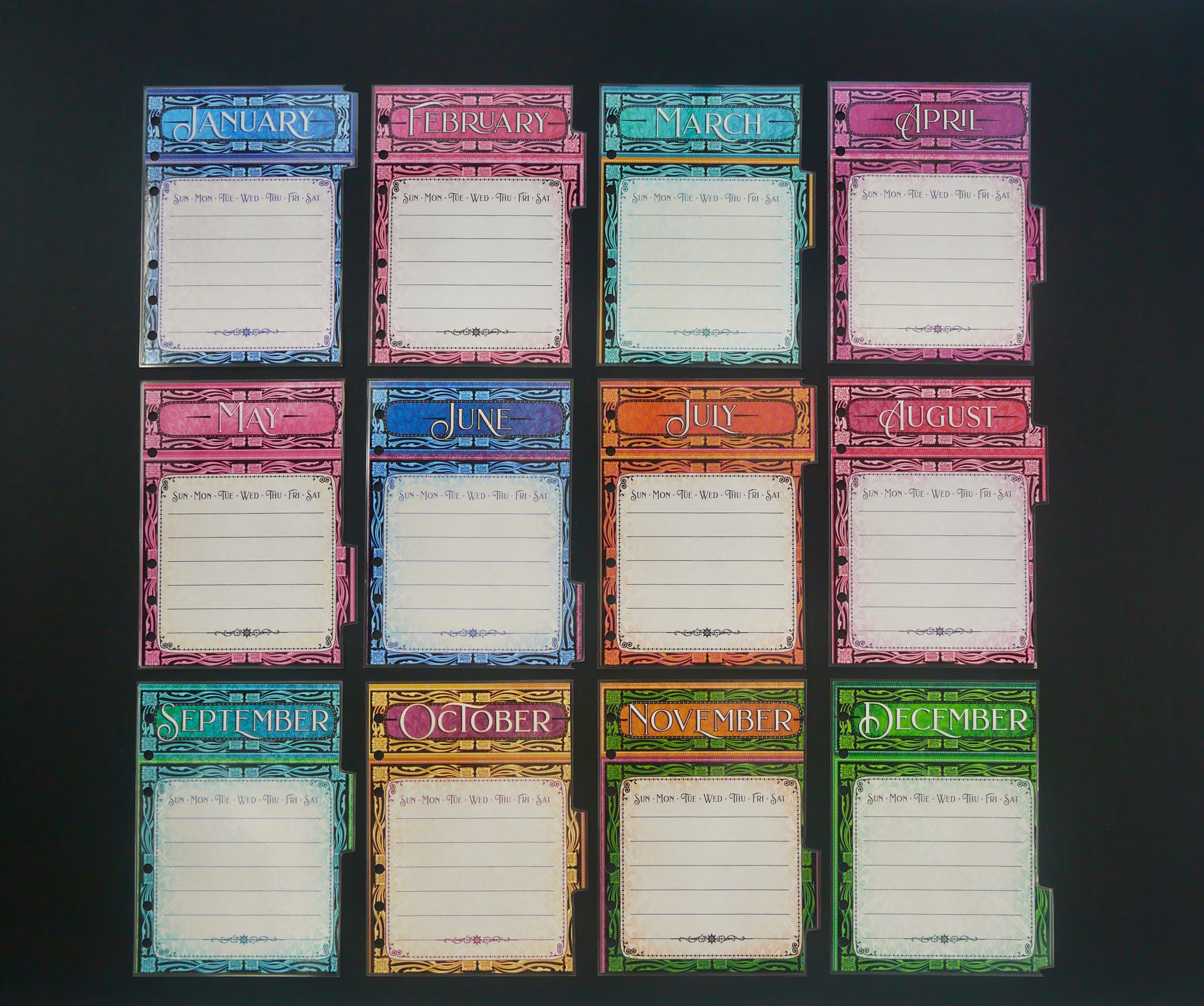 A6 - Double Sided Monthly Laminated Dividers "Live Each Season As It Passes