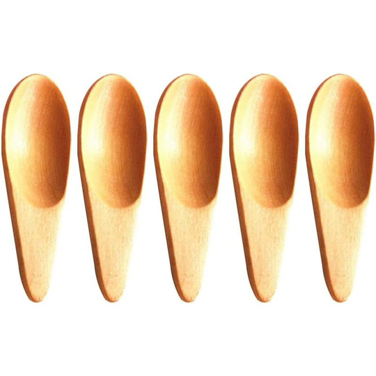 Set of 3 mini solid wood salt spoons for spices, coffee, tea, jam, milk, As the picture., 7 x 2.5 x 0.5 cm