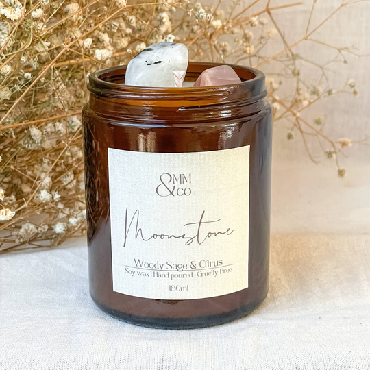 New Beginnings Moon Ritual Crystal Candle