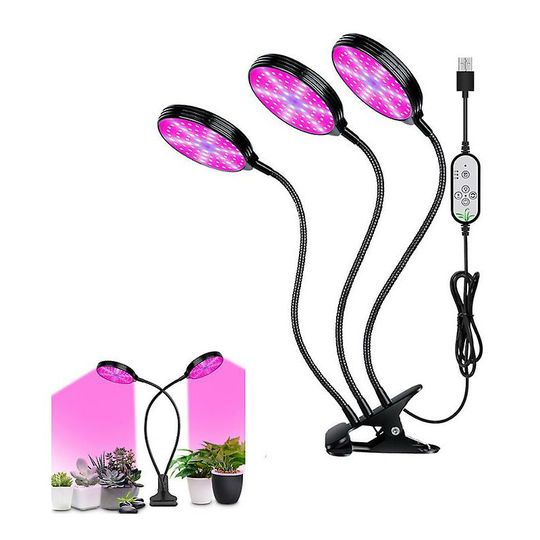 Sun Flowergb - 3 Head Led Full Spectrum Plant Grow Light Lamp for Indoor Flower Growth Seeds (45W (Three Heads)-Disc)