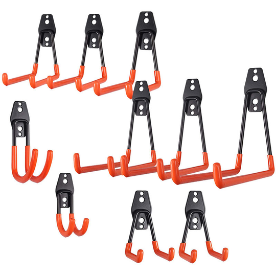 Norcks - Garage Hooks 10 Pack Heavy Duty Garage Storage Hooks Tool Organizer Wall Mount Hangers, Storage Straps and Rubber Coated for Power Tools,
