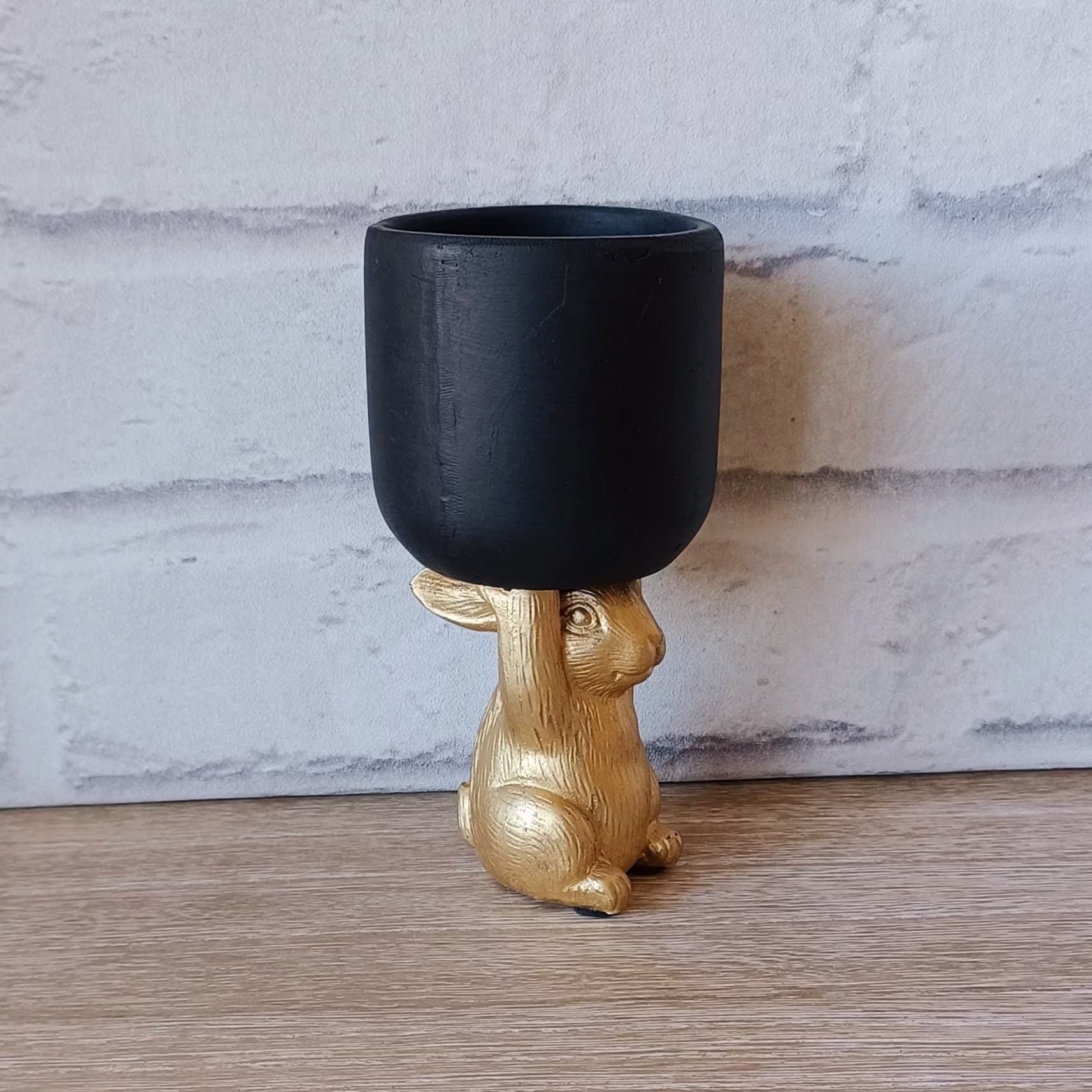 Mini Gold & Black Rabbit Luxe Art Deco Planter Vases Flower Vase Holder Home Decoration Décor Luxury Mother's Day Gift Present