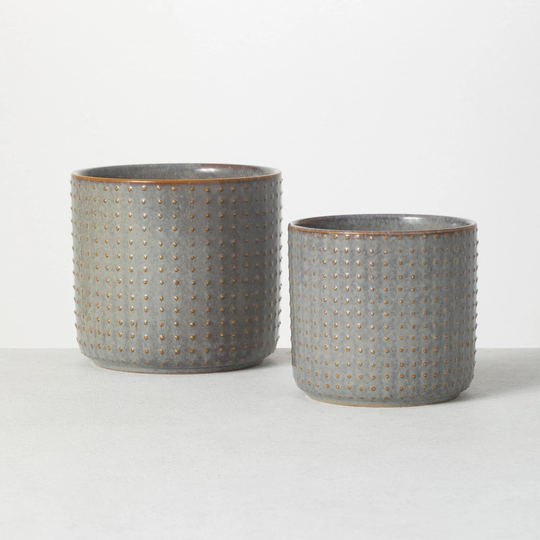 Set | Hobnail Ceramic Planters 6" & 5