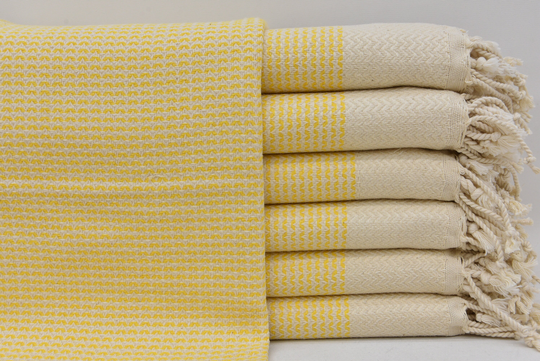 Organic Linen Towel, Turkish Hand Tea Kitchen Decor Gift Yellow 20x40 Inches T-204