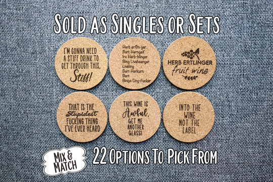 Schitt's Creek Cork Coasters, Laser Engraved Housewarming Gift, Funny Rose Apothecary, David