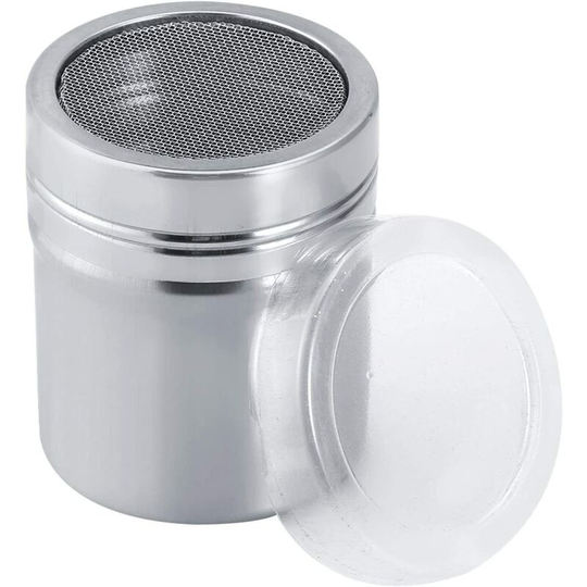Briday - 1 x Stainless Steel Powder Shaker, Reusable Spice Salt Pepper Jar, Kitchen Seasoning Container Bottle Canister, Cocoa Sugar Storage Cup (s)