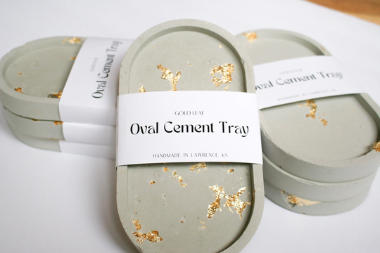 Cement & Gold Leaf Trinket Tray/Minimalist Decor/ Modern/Bohemian/Cement Tray