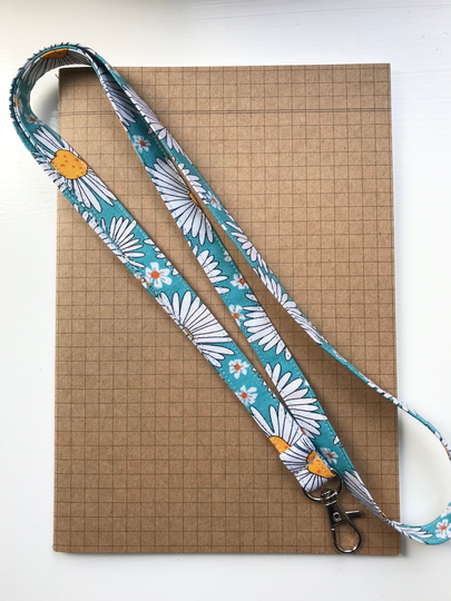 Organic Cotton - Daisy Chain Wild Dreams Fabric Skinny Lanyard
