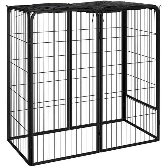 Dog Playpen 6 Panels Black 50x100 cm Powder-coated Steel Vidaxl Black