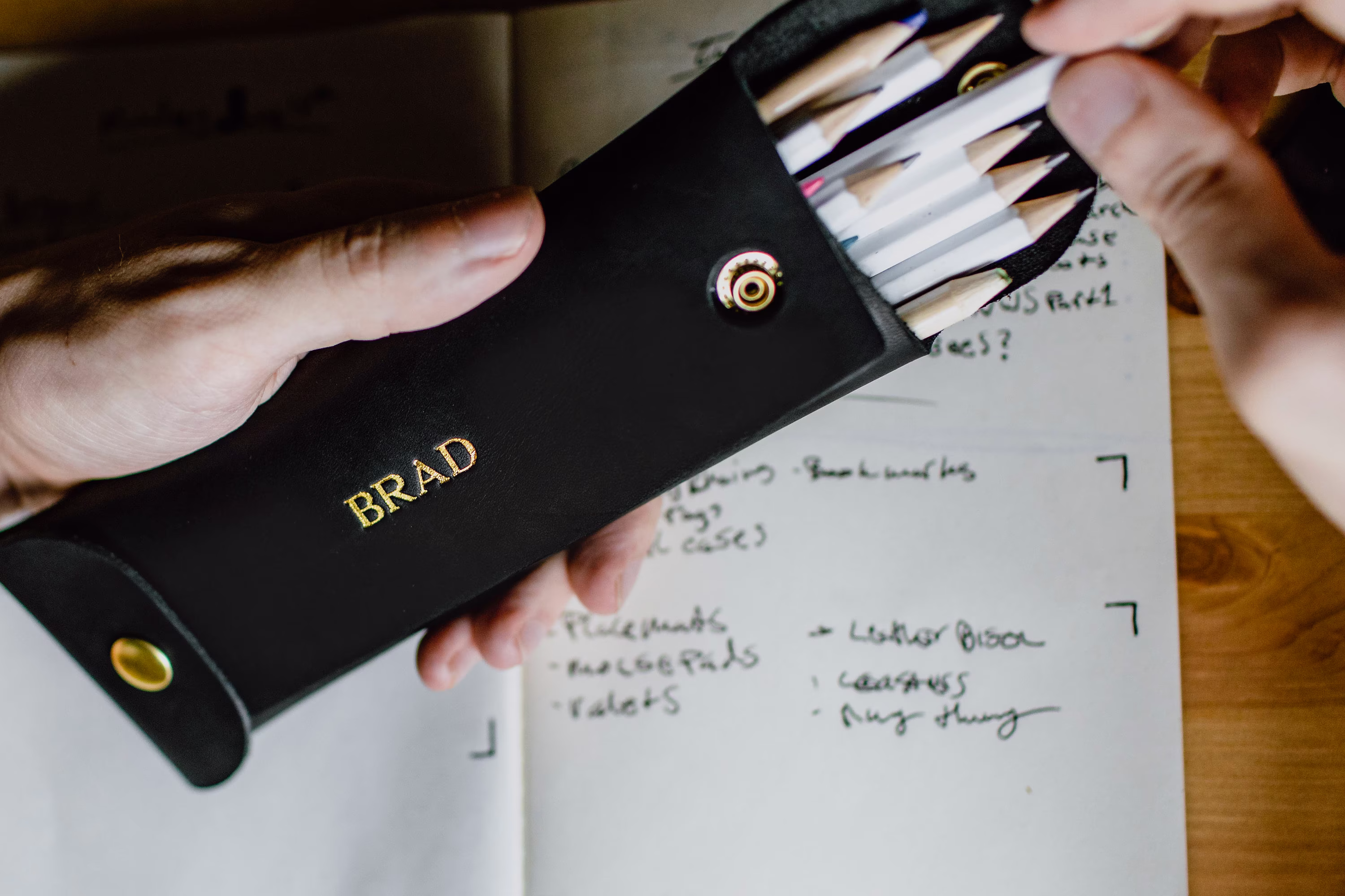 Custom Leather Pencil Case. Personalized Organizer. Monogrammed Usa Made