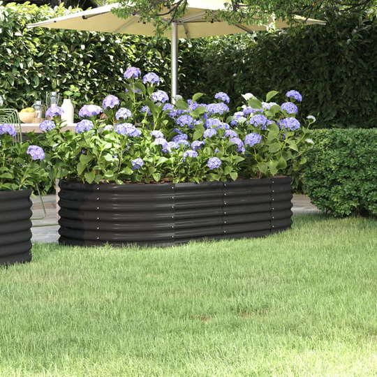 Asupermall - Garden Planter Powder-coated Steel 152x80x36 cm Anthracite