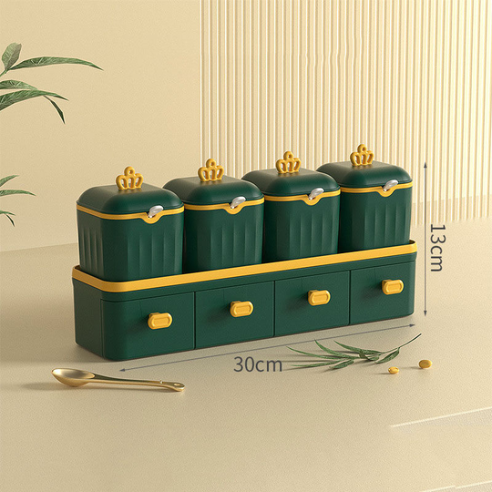 Seasoning Box, Kitchen Supplies, Household Seasoning Jar, Multi-drawer, Green - Muff