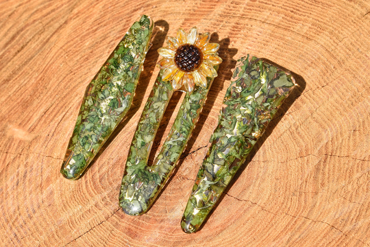 Sunflower Hair Clip - Real Flower Barrettes Resin Accessories