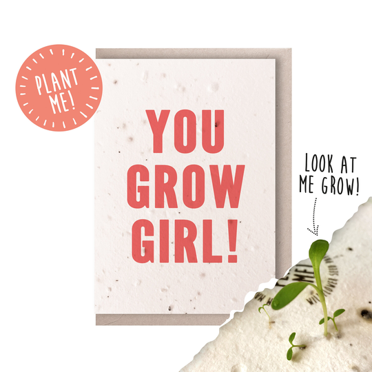 Plantable Seed Card Good Luck Baby Shower You Grow Girl/Eco Friendly Congratulations