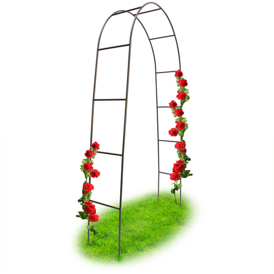 Relaxdays - Powder-Coated Steel Rose Arch, Garden Arbour or Trellis, Weather-Proof Support for Climbing Plants, Dark Brown
