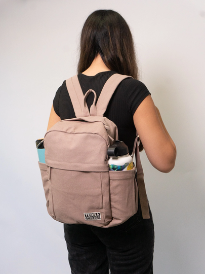 Organic Cotton School Backpack | College Everyday Canvas Minimalistic Book Bag Fashion