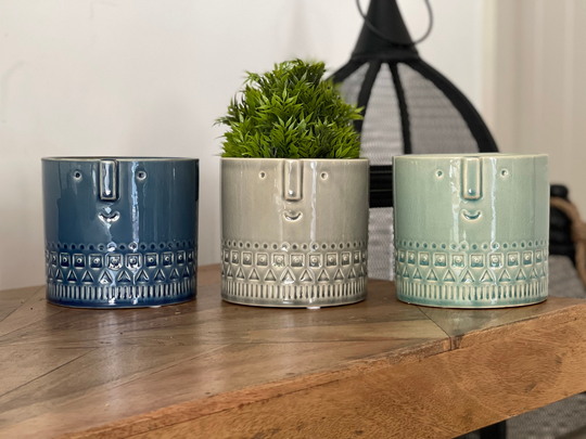 Ceramic Face Planters, House Plant Pots in Various Colours
