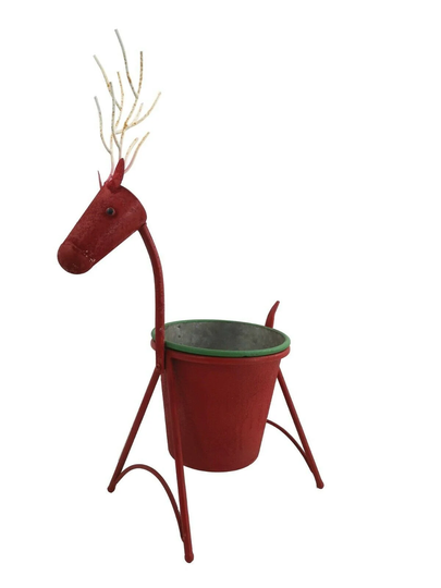 Unique Red Reindeer Christmas Garden Planter Metal Gift Home Decoration Xmas